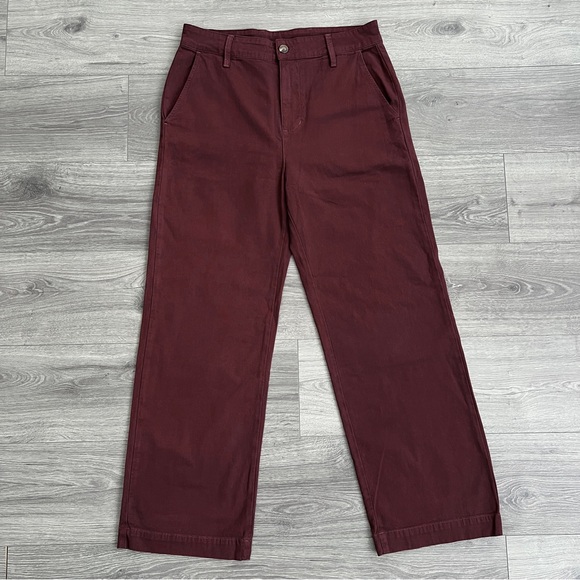 AMERICAN GIANT Womens Wide Leg Pants Size 12 Burgundy Rum Raisin Boho Retro 70s - Picture 2 of 8